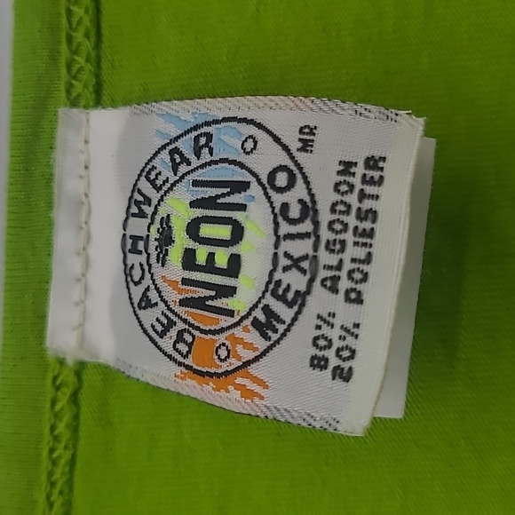 Sundress Lime Green White Floral Print Sleeveless Scoop Neck Scalloped Hem Beach - Picture 3 of 8